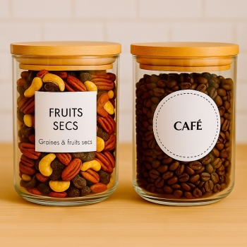 80 étiquettes autocollantes pour bocaux – Organisation cuisine chic
