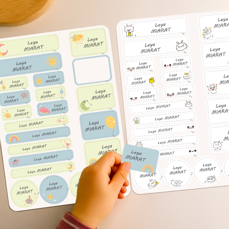 Kit d’Étiquettes "Prénom/Nom" – Rentrée Scolaire – Lot de 44 autocollants