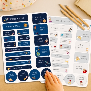 Kit d’Étiquettes "Prénom/Nom" – Rentrée Scolaire – Lot de 44 autocollants