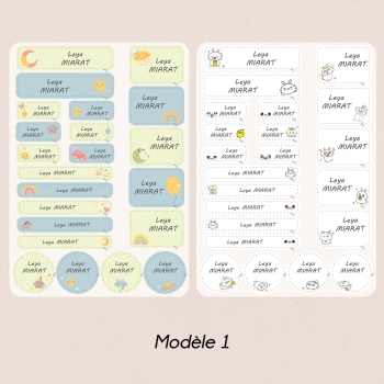 Kit d’Étiquettes "Prénom/Nom" – Rentrée Scolaire – Lot de 44 autocollants