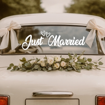 Autocollant Voiture "Just Married" – 55 x 16,7 cm