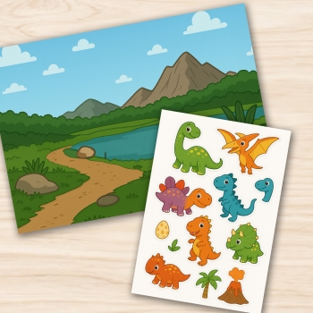 Planche autocollante thématique + décor pour enfant