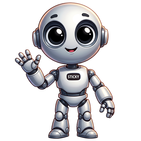 Sticky, le robot mascotte de Stick-me, qui salue